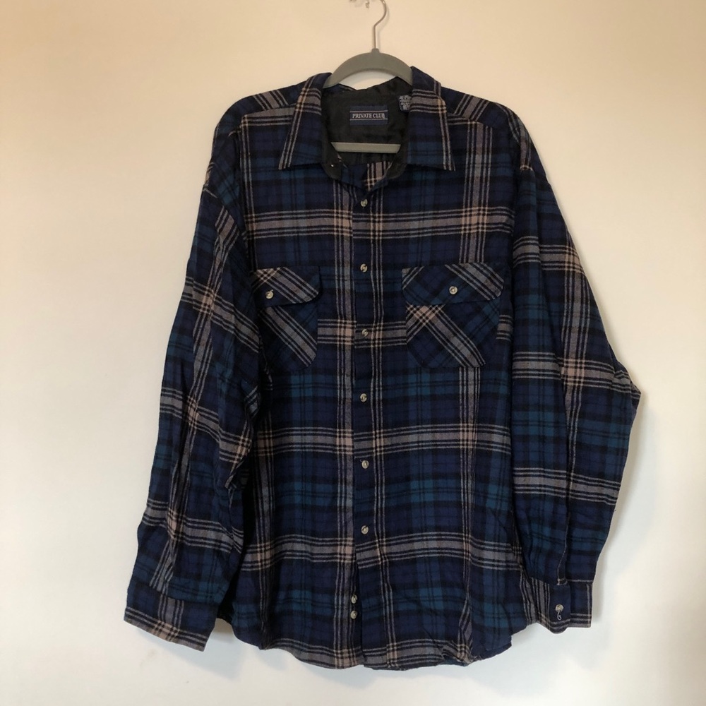 Men's Vintage Private Club Blue Plaid Shirt